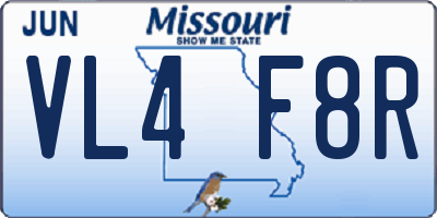 MO license plate VL4F8R