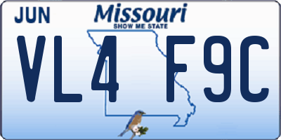 MO license plate VL4F9C