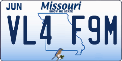 MO license plate VL4F9M