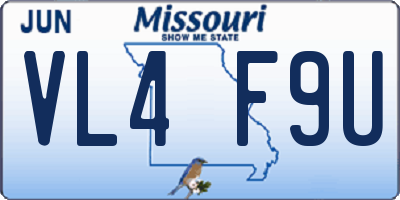 MO license plate VL4F9U