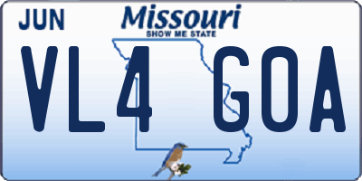 MO license plate VL4G0A