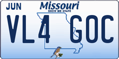 MO license plate VL4G0C