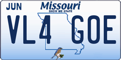 MO license plate VL4G0E
