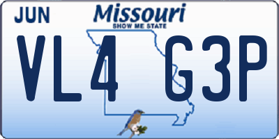 MO license plate VL4G3P