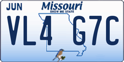 MO license plate VL4G7C