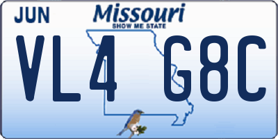 MO license plate VL4G8C