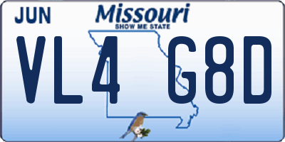 MO license plate VL4G8D