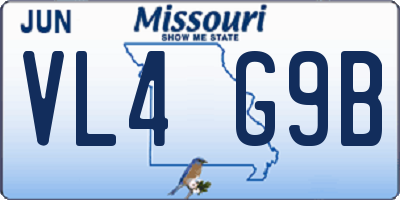 MO license plate VL4G9B