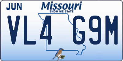 MO license plate VL4G9M