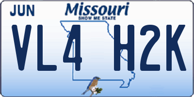 MO license plate VL4H2K