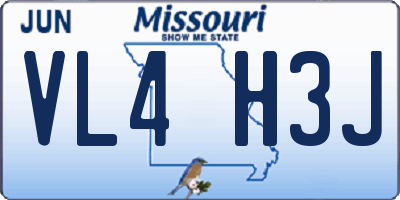 MO license plate VL4H3J