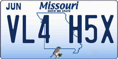 MO license plate VL4H5X