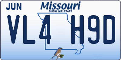 MO license plate VL4H9D