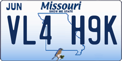 MO license plate VL4H9K