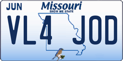 MO license plate VL4J0D