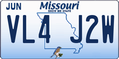 MO license plate VL4J2W