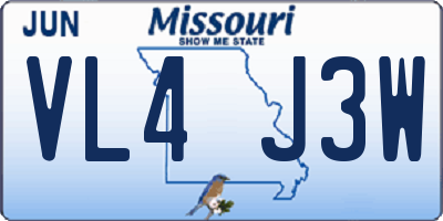 MO license plate VL4J3W