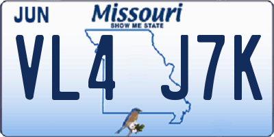MO license plate VL4J7K