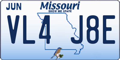 MO license plate VL4J8E