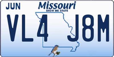 MO license plate VL4J8M