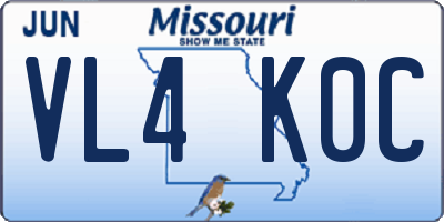 MO license plate VL4K0C