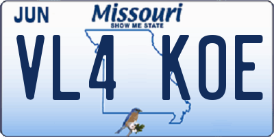 MO license plate VL4K0E