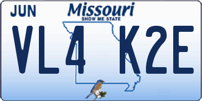 MO license plate VL4K2E