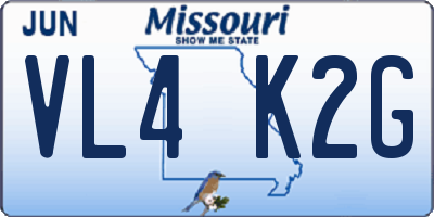 MO license plate VL4K2G