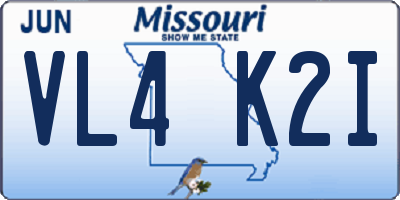 MO license plate VL4K2I