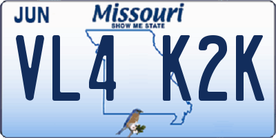 MO license plate VL4K2K