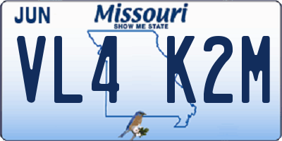 MO license plate VL4K2M