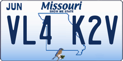 MO license plate VL4K2V