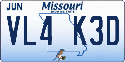 MO license plate VL4K3D