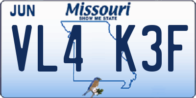 MO license plate VL4K3F