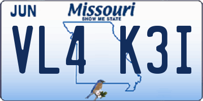 MO license plate VL4K3I