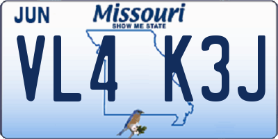 MO license plate VL4K3J