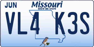 MO license plate VL4K3S