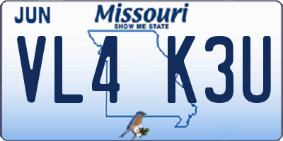 MO license plate VL4K3U