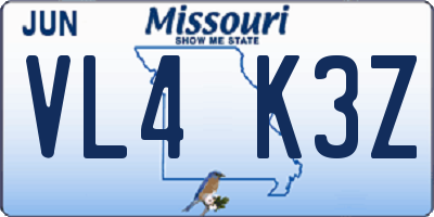 MO license plate VL4K3Z
