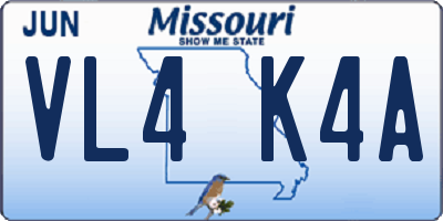 MO license plate VL4K4A