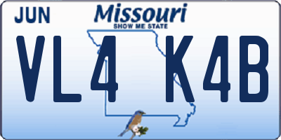 MO license plate VL4K4B