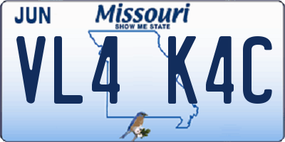 MO license plate VL4K4C