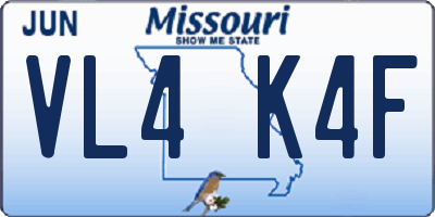 MO license plate VL4K4F
