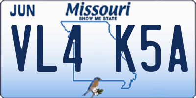 MO license plate VL4K5A
