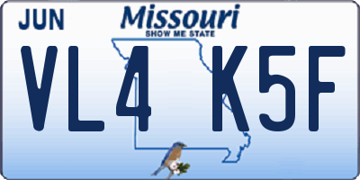 MO license plate VL4K5F