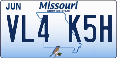 MO license plate VL4K5H