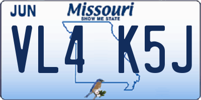 MO license plate VL4K5J