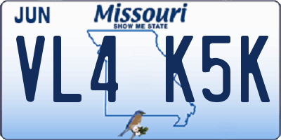 MO license plate VL4K5K
