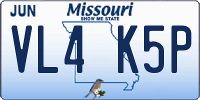 MO license plate VL4K5P