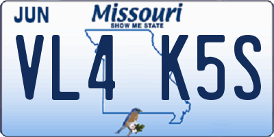 MO license plate VL4K5S